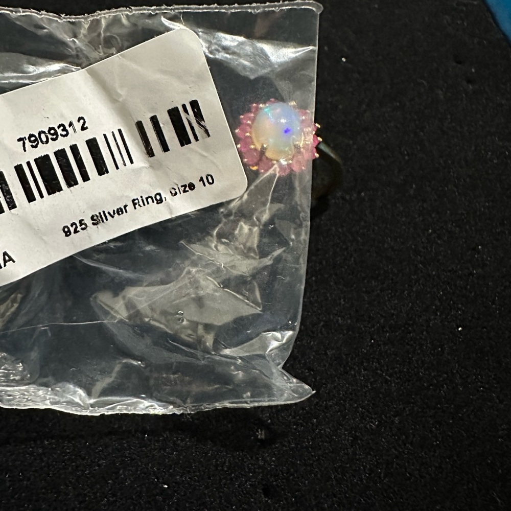 Elegant Sterling Silver Opal Ruby Ring Dipped In … - image 5